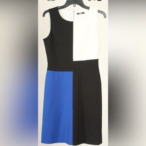 Tommy Hilfiger Dress Women’s 6 Blue Black Colorblock A Line Sleeveless Stretch